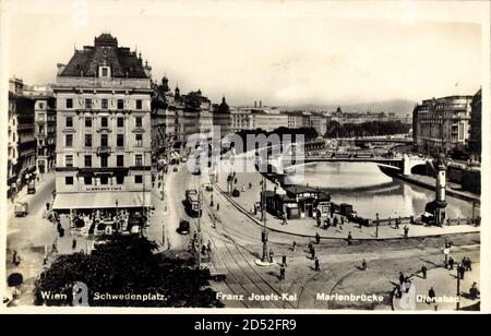 Wien Innere Stadt, Schwedenplatz, Franz Josefs Kai, Marienbrücke, Dianabad | utilisation dans le monde entier Banque D'Images