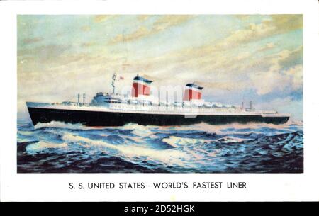 SS États-Unis, le traceur le plus rapide au monde, United States Lines, USL | utilisation dans le monde entier Banque D'Images