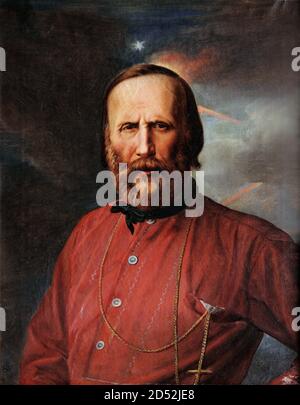 Giuseppe Garibaldi. Portrait du général et homme politique italien Giuseppe Maria Garibaldi (1807-1882) par Salvatore Lo forte, huile sur bois, 1860 Banque D'Images