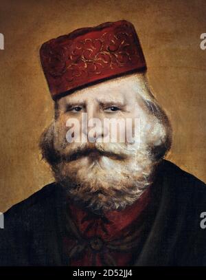 Giuseppe Garibaldi. Portrait du général et homme politique italien Giuseppe Maria Garibaldi (1807-1882) Banque D'Images