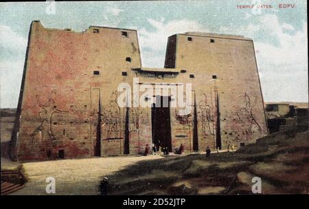 Edfu Ägitten, Blick auf den Tempel des Horus, Pylon, Fassade | utilisation dans le monde entier Banque D'Images