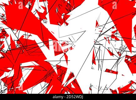 Illustration vectorielle aléatoire chaotique de l'art contemporain. Lignes, formes aléatoires. Rouge Illustration de Vecteur