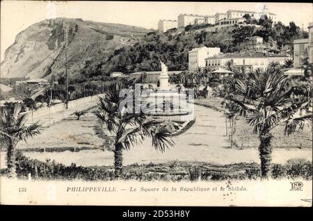 Philippeville Algerien, le Square de la République et le Skikda, Denkmal | utilisation dans le monde entier Banque D'Images
