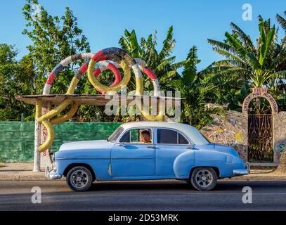 Arrêt de bus Fusterlandia, quartier de Jaimanitas, quartier de Playa, la Havane, province de la Habana, Cuba Banque D'Images