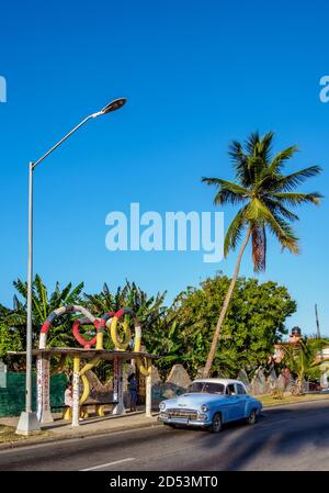 Arrêt de bus Fusterlandia, quartier de Jaimanitas, quartier de Playa, la Havane, province de la Habana, Cuba Banque D'Images