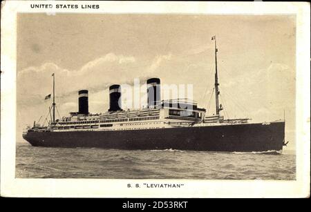 Steamer SS Leviathan, Dampfschiff, United States Lines, USL | utilisation dans le monde entier Banque D'Images