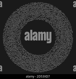 Carrés aléatoires en échelle de gris dans l'élément géométrique abstrait de formation de cercle. Cercle, mosaïque circulaire Illustration de Vecteur