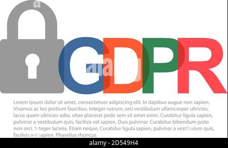 Réglementation générale de la protection des données du RGPD. Réglementation de sauvegarde de l'UE et concept de vecteur de chiffrement des données contexte . Illustration de Vecteur