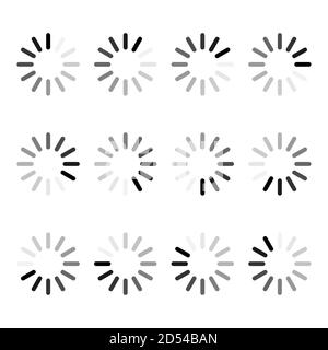 Icône de progression de la barre de chargement étape par étape. Symbole du jeu côté bande chargeur rond . Illustration de Vecteur