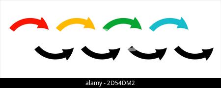 collection de flèches colorées. Nouvelles flèches lumineuses pour vos projets. Se déplacer vers le haut, le bas et vers la droite, isolés sur fond blanc. Illustration de Vecteur