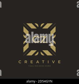 CZ lettre initiale luxe ornement monogramme logo modèle art vectoriel Illustration de Vecteur