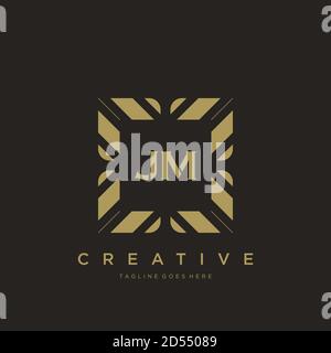 JM lettre initiale luxe ornement monogramme logo modèle vecteur Illustration de Vecteur