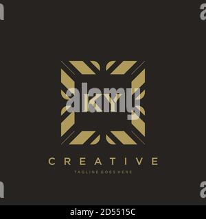 KY lettre initiale luxe ornement monogramme logo modèle vecteur Illustration de Vecteur