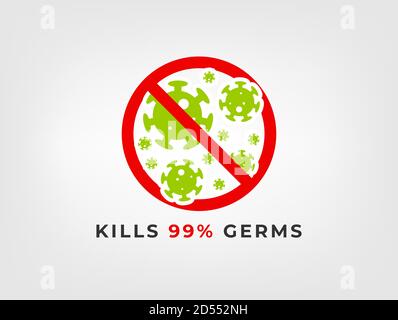 Tuez 99 pour cent de virus corona germes concept vecteur modèle avec des germes, COVID-19 bloqué par un signe de croix. Avec espace pour l'espace de copie. Laver à la main Illustration de Vecteur