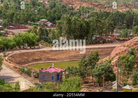 May Shum citerne, construite par la reine de Sheba au premier millénaire av. J.-C., piscine de la reine de Sheba, Aksum Ethiopie, site du patrimoine de l'UNESCO Banque D'Images