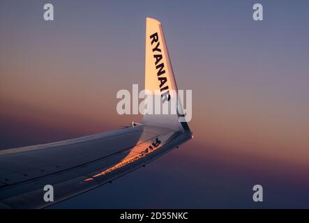 Winglet d'un Boeing 737-800 appartenant au Ryanair à bas prix compagnie aérienne Banque D'Images