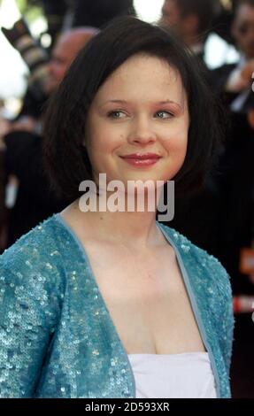 American actress Thora Birch, who appeared in the Academy Award winning film 'American Beauty',  pauses on the red-carpeted steps at the festival palace on arrival before the official screening [of Danish director Lars Von Trier's 'Dancer in the Dark'] May 17.[ Von Trier's] film competes at the 53rd Cannes Film Festival for the Palme d'Or (Golden Palm).