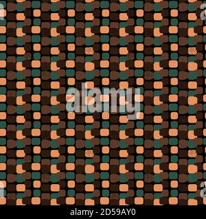 Résumé motif brun sans couture avec jaune, citron et vert et noir, couleurs brun foncé, lignes Illustration de Vecteur
