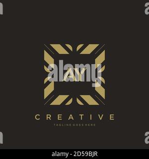 Lettre initiale AY luxe ornement monogramme logo modèle vecteur Illustration de Vecteur