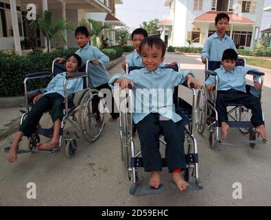 Vietnamese Children Who Doctors Say Are Suffering From Birth Defects Due To Their Parents Exposure To Chemical Defoliants During The Vietnam War Race Wheelchairs In The Grounds Of The Vietnam Friendship Village Near Hanoi January 4 Tom Corey National