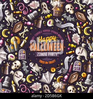 Dessins animés vectoriels motif cartes Happy Halloween frame Illustration de Vecteur