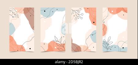Modèle d'histoires avec arrière-plan moderne abstrait avec formes organiques fluides, couleurs pastel Illustration de Vecteur