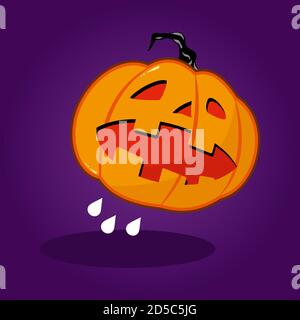 Personnage de dessin animé vecteur citrouille Halloween. Illustration de Vecteur
