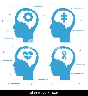 santé mentale cerveau dans la conception de vecteur de jeu de tête Illustration de Vecteur