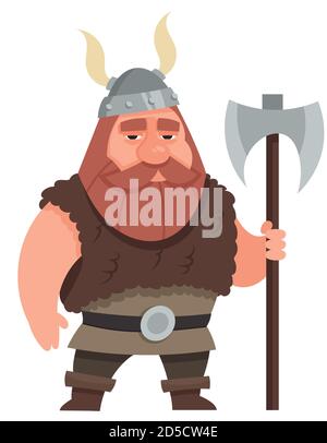 Hache de fixation Viking. Personnage masculin de style dessin animé. Illustration de Vecteur