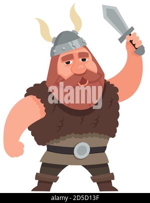 Épée de retenue Viking. Personnage masculin de style dessin animé. Illustration de Vecteur