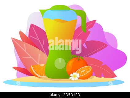 Blender jus de smoothie orange. Illustration vectorielle plate. Illustration de Vecteur