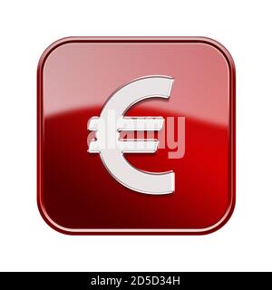 L'icône rouge brillant Euro, isolé sur fond blanc Banque D'Images
