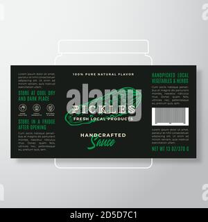 Modèle d'étiquette de sauce aux légumes et aux herbes artisanaux. Résumé Vector Packaging Design Layout. Bannière typographique moderne avec piquet dessiné à la main Illustration de Vecteur