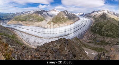 Le grand glacier d'Aletsch, Canton du Valais, Suisse Banque D'Images