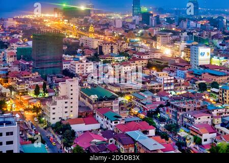 Vue aérienne de Phnom Penh, Cambodge Banque D'Images