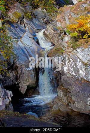 Chutes de Bruar, près de Blair Atholl, Perthshire, Écosse, Royaume-Uni. 13 octobre 2020. Couleur d'automne à côté des chutes dans le Perthshire. Banque D'Images