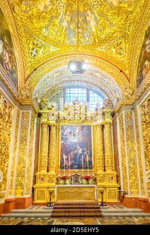 Chapelle à l'intérieur de la co-cathédrale Saint-Jean à la Valette Malte Banque D'Images