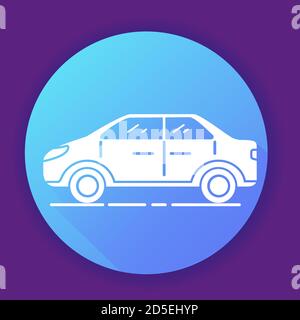Illustration vectorielle plate de la berline ICON.isolée sur fond bleu. Illustration de Vecteur