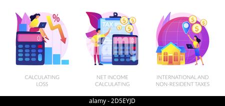 Métaphores de concept de perte financière et de vecteur de revenu Illustration de Vecteur