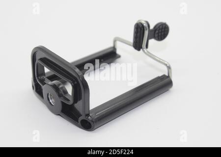 Une photo du support de trépied mobile sur fond blanc Banque D'Images