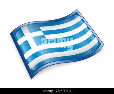 L'icône du drapeau de la Grèce Banque D'Images