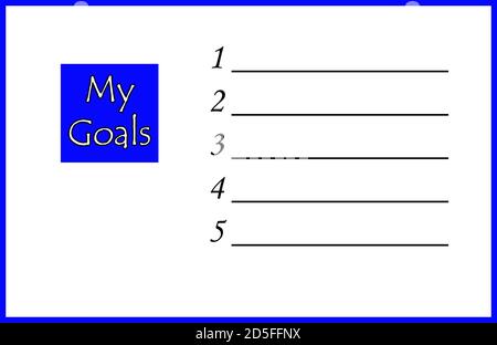 Note de mes objectifs collée sur un tableau blanc vierge pour votre texte. Banque D'Images