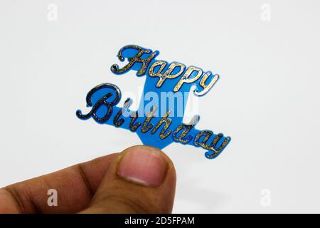 Une photo de l'affiche de joyeux anniversaire sur fond blanc Banque D'Images