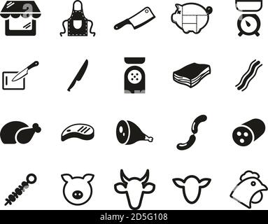 Boucher ou Boucher Icons Set Noir & Blanc Grand Illustration de Vecteur