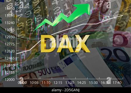 Bourse allemande Dax Bull avec arrière-plan de l'euro Banque D'Images
