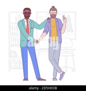 Deux jeunes hommes shaking hands Illustration de Vecteur