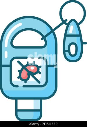 Icône de couleur RVB bleu du désinfectant pour porte-clés Illustration de Vecteur