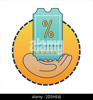 Icône du programme de fidélité. Remise ou coupon bonus avec signe de pourcentage. Symbole d'avantage client. Action de promotion et économie d'argent. Vecteur Illustration de Vecteur