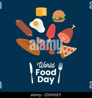 Affiche de la journée mondiale de l'alimentation. Restauration rapide - Vector Illustration de Vecteur