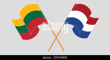 Drapeaux croisés de la Lituanie et des pays-Bas. Couleurs officielles. Proportion correcte. Illustration vectorielle Illustration de Vecteur